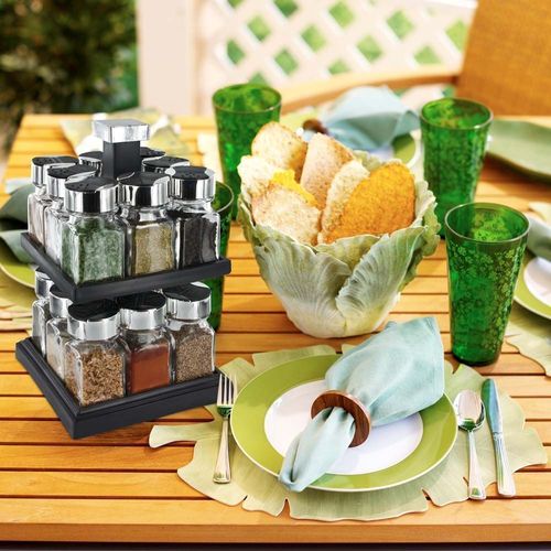 Carrousel à Épices Carré Tournant Pots 10 Cl 16 Pots