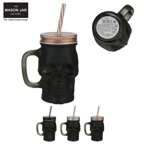 Mason Jar Tete De Mort Black Mat 380ml  Ka2662