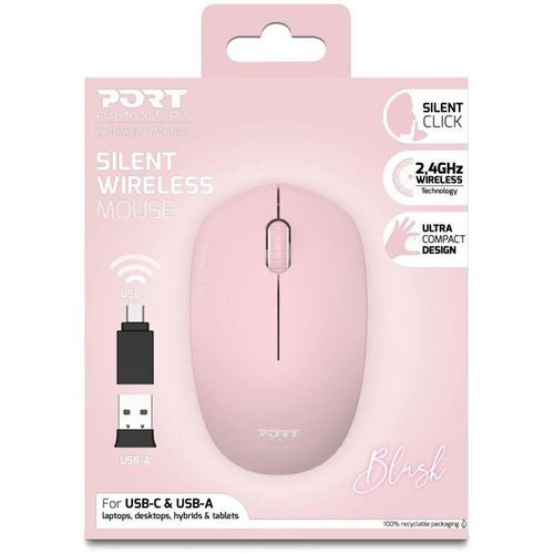 Souris Sans Fil - Port Designs - 900541 Collection Ii - 2.4 Ghz - Rose Pâle