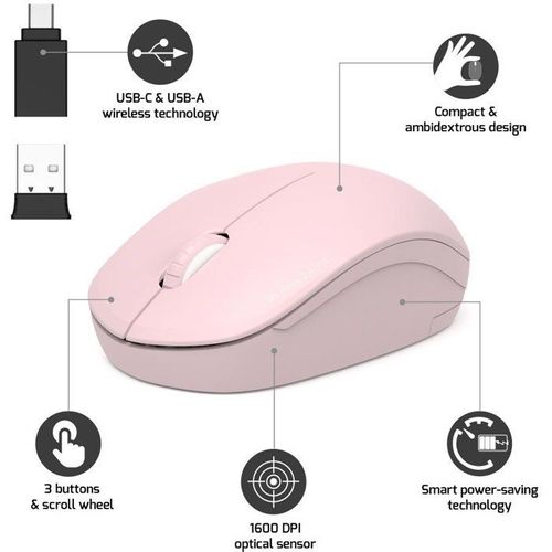 Souris Sans Fil - Port Designs - 900541 Collection Ii - 2.4 Ghz - Rose Pâle