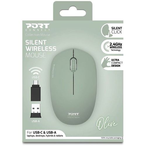 Souris Sans Fil - Port Designs - 900543 Collection Ii - 2.4 Ghz - Olive Vert