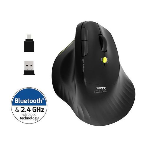 Souris Sans Fil - Port Designs - 910200 Ergo - Bluetooth et 2.4 Ghz - Noir