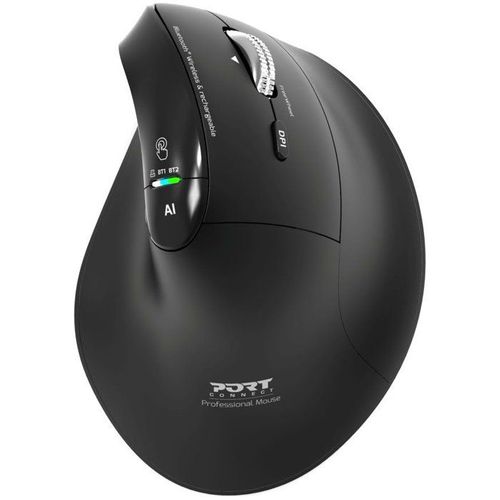 Souris Sans Fil - Port Designs - 910204 Ergo Auditor - Bluetooth et 2.4 Ghz - Rechargeable - Noir
