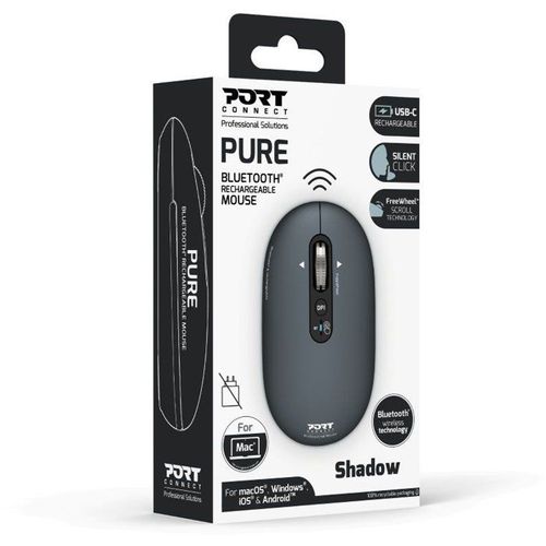 Souris Sans Fil - Port Designs - 910501 Pure - Bluetooth - Rechargeable - Gris Anthracite