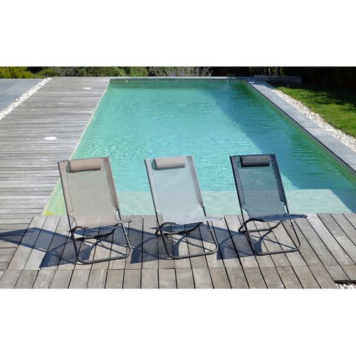 Lot De 2 Chaises Relax Avec Têtière Coloris Bleu Foncé