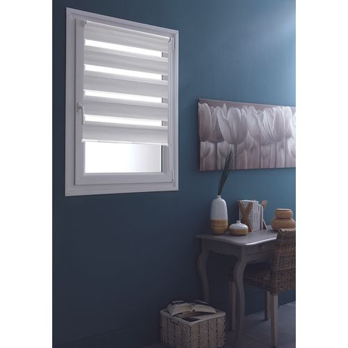 Store Enrouleur Jour/nuit Uni Fixation Sans Percer - 122x190 Cm - Blanc