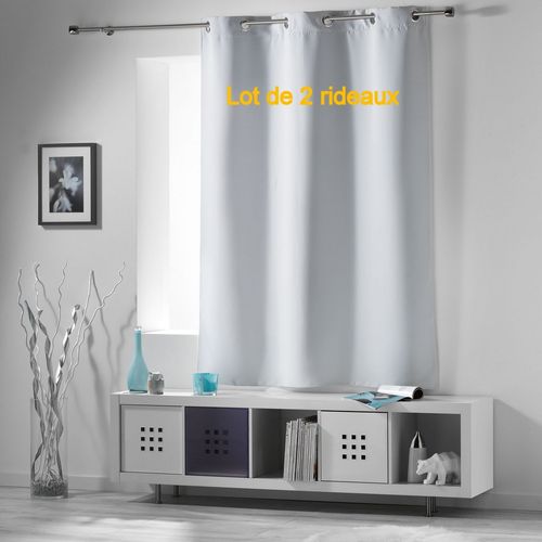 Lot De 2 Rideaux à Oeillets 140 X 180 Cm Occultant Uni Occult Neige