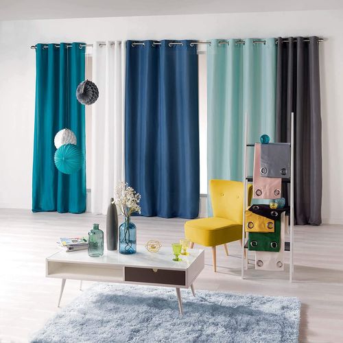 Lot De 2 Rideaux à Oeillets 140 X 260 Cm Microfibre Unie Absolu Gris