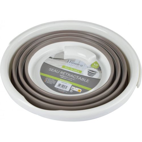 Seau En Silicone "rétractable" 10l Blanc et Taupe