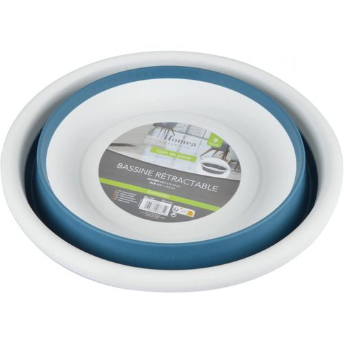 Bassine En Silicone "rétractable" 9l Blanc et Bleu Paon