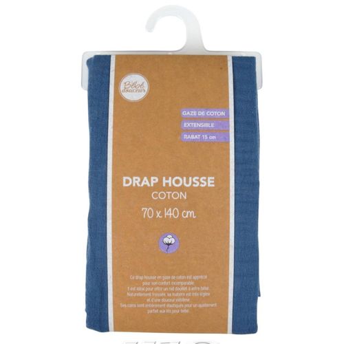 Drap Housse Bébé "extensible" 70x140cm Bleu Foncé
