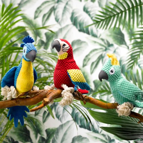 Jouet Peluche Pour Chien "perroquet" 33cm Rouge