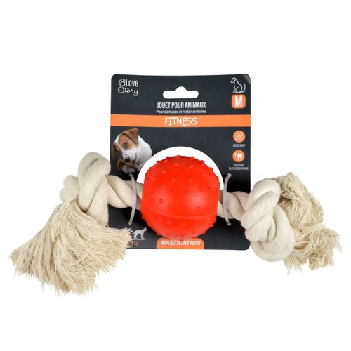 Jouet Pour Chien "corde et Balle" 33cm Naturel