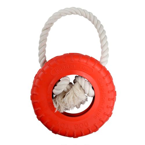Jouet Pour Chien "pneu et Corde" 30cm Rouge