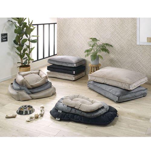 Coussin Rectangle Chien et Chat Velours "crafty" 100cm Noir