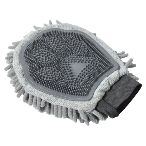 Gant De Toilettage En Microfibre "2 En 1" 25cm Gris