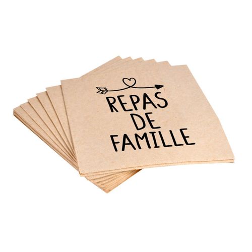 Lot De 20 Serviettes En Pulpe De Bambou "repas De Famille" 33x33cm Naturel