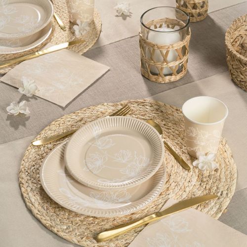 Lot De 10 Assiettes En Carton "cerisier" 23cm Lin