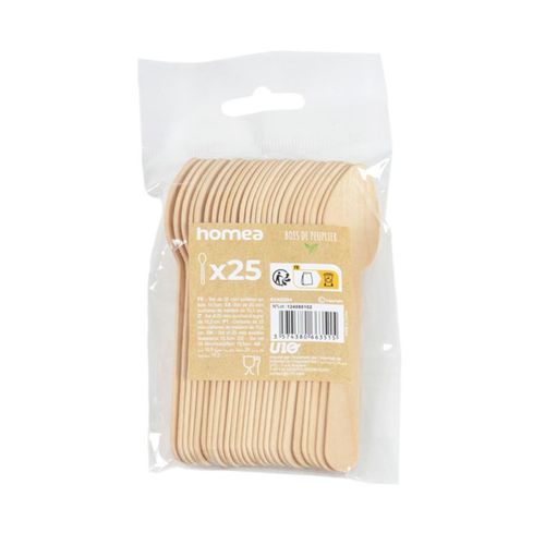 Lot De 25 Mini Cuillères Réutilisables "verrine" 10cm Naturel