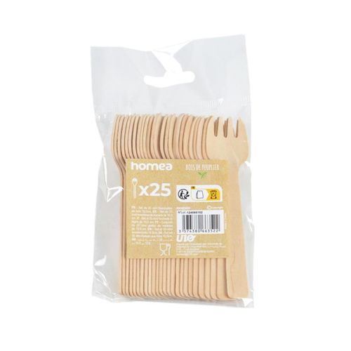 Lot De 25 Mini Fourchettes Réutilisables "verrine" 10cm Naturel
