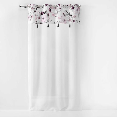 Panneau à Oeillets 140x240 Cm – Voile Sablé Blanc Avec Top Velours Imprimé Floral Velvet Flower