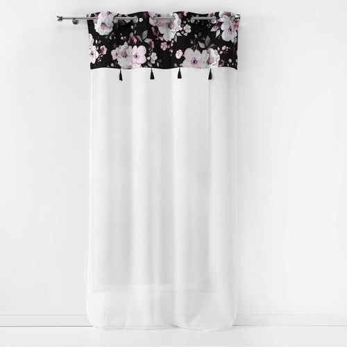 Panneau à Oeillets 140 X 240 Cm Voile Sable+top Velours Imp. Velvet Flower Noir