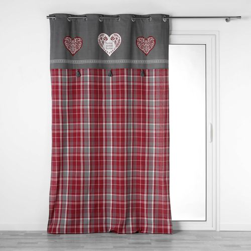 Rideau à Oeillets 140 X 240 Cm Coton Tissé – Motif Cœur et Pompons Sweet Heart