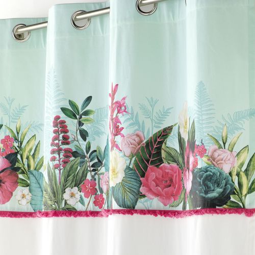 Rideau à Oeillets 140 X 240 Cm – Coton Imprimé Floral Et Franges – Anabella Menthe