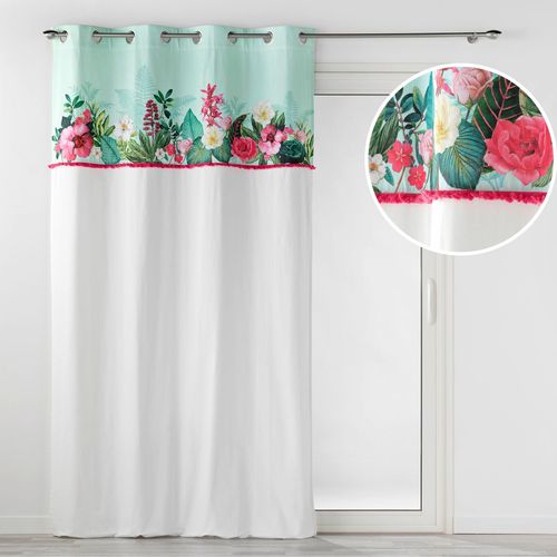 Rideau à Oeillets 140 X 240 Cm – Coton Imprimé Floral Et Franges – Anabella Menthe