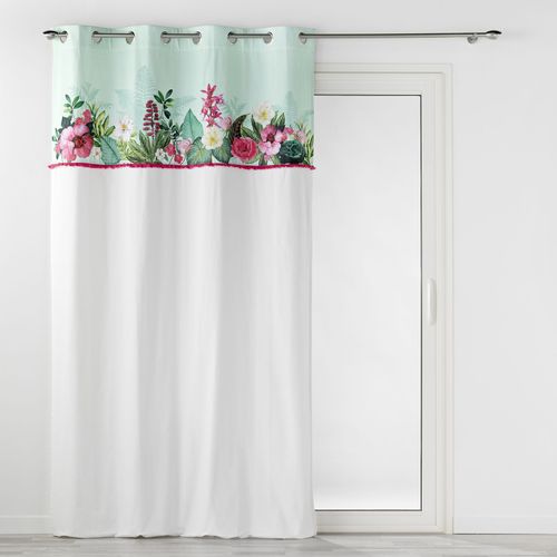 Rideau à Oeillets 140 X 240 Cm – Coton Imprimé Floral Et Franges – Anabella Menthe