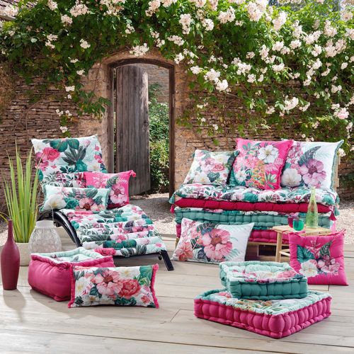 Rideau à Oeillets 140 X 240 Cm – Coton Imprimé Floral Et Franges – Anabella Menthe