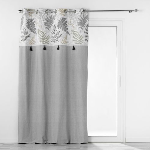 Rideau à Oeillets 140 X 240 Cm – Coton + Top Feuillage Et Pompons Melisandre Taupe