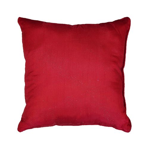 Coussin Passepoil Polyester Shantung Applique Scintille Rouge 40 X 40 Cm