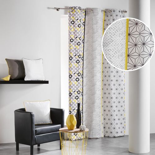 Rideau "remix" 140x240cm Gris et Jaune
