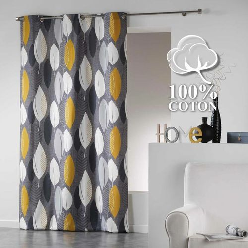 Rideau Leafy Yellow Anthracite 140x240