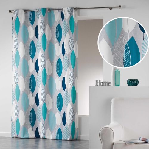 Rideau Imprimé "leafy" 140x240cm Bleu