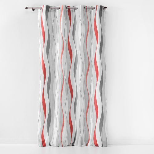 Rideau Tamisant à Rayures Ondulées - 140x280 Cm - Rouge