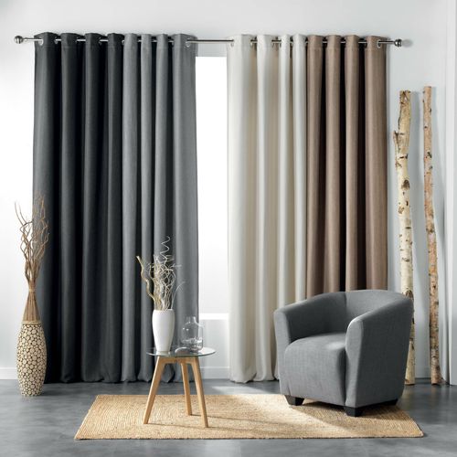 Rideau à Oeillets Occultant Marron 135x240