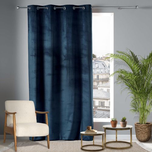 Rideau à Oeillets "velvetine" 140x240cm Bleu Marine