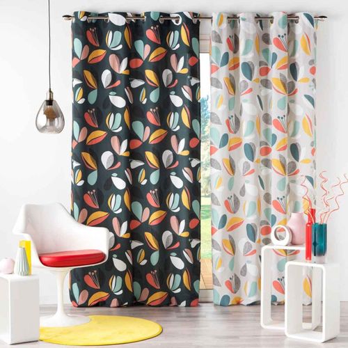 Rideau à Oeillets Imprimé "panaflore" 140x240cm Gris