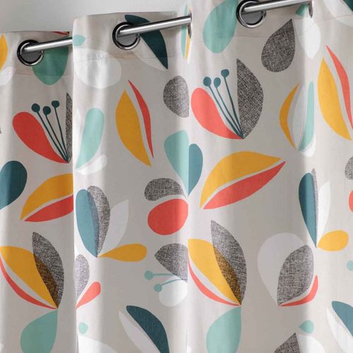 Rideau à Oeillets Imprimé "panaflore" 140x240cm Gris