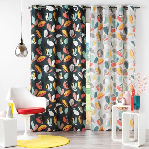 Rideau à Oeillets Imprimé "panaflore" 140x240cm Gris