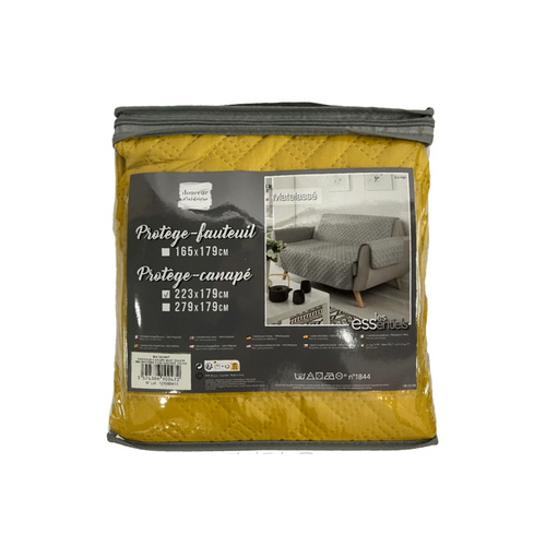 Protège-canapé Matelassé 223 X 179 Cm – Microfibre Unie Lounge Jaune