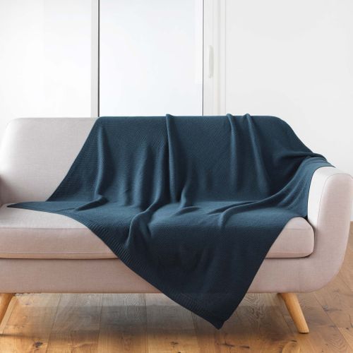 Plaid Tricotine 125x150 Cm Bleu