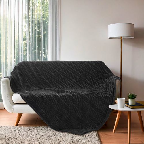 Plaid Flanelle Uni "arya" 180x220cm Noir