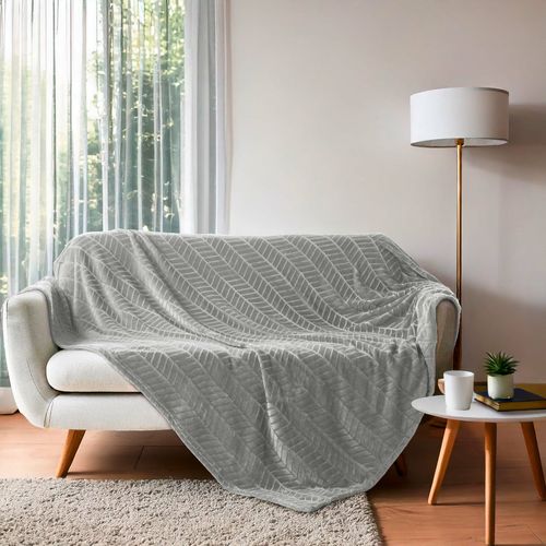 Plaid Flanelle Uni "arya" 180x220cm Gris