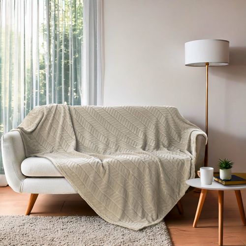 Plaid Flanelle Uni "arya" 180x220cm Taupe