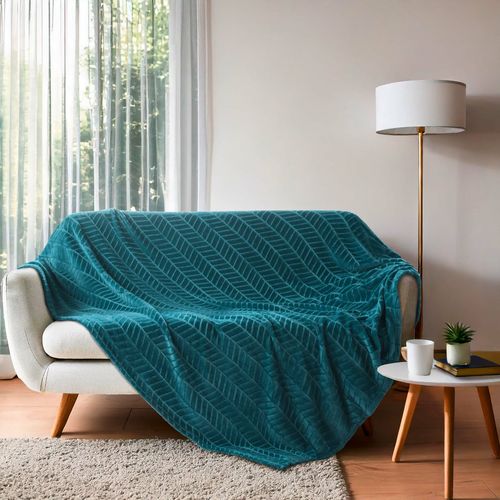Plaid Flanelle Uni "arya" 180x220cm Bleu