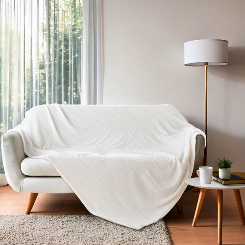 Plaid Flanelle Uni "arya" 180x220cm Naturel