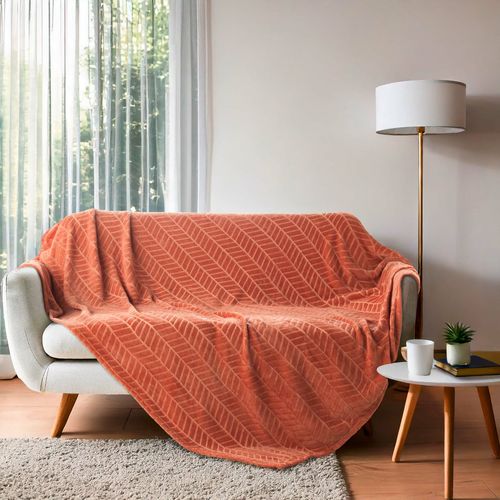 Plaid Flanelle Uni "arya" 180x220cm Terracotta